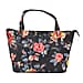 Floral Print Handbag with Zipper Closure (Size 23x37x15cm) - Navy and Multi