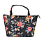 Floral Print Handbag with Zipper Closure (Size 23x37x15cm) - Navy and Multi