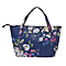 Floral Print Handbag with Zipper Closure (Size 23x37x15cm) - Navy and Multi