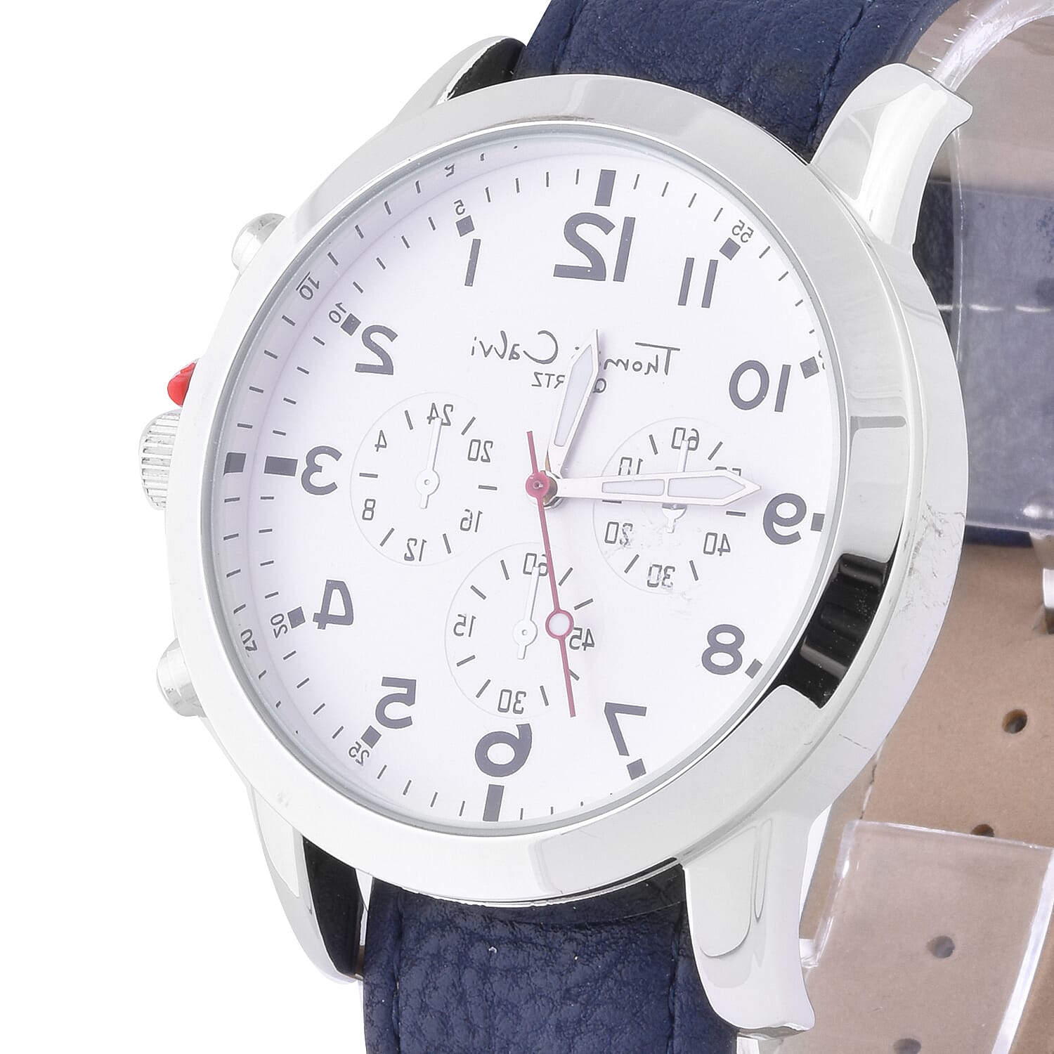 Thomas Calvi White Dial Mens Quartz Watch Gift Set with Interchangeable Straps in Silver Tone