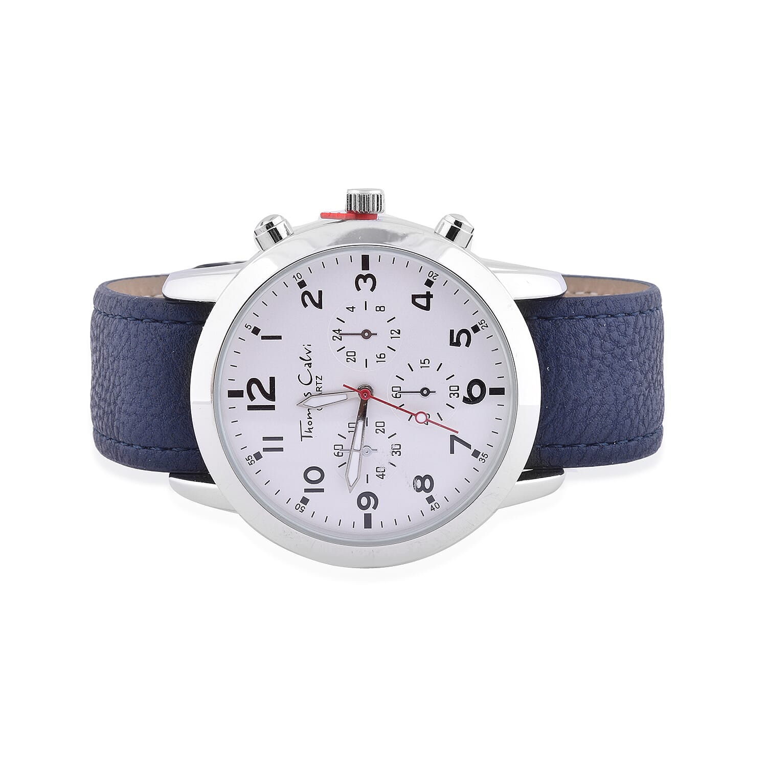 Thomas Calvi White Dial Mens Quartz Watch Gift Set with Interchangeable Straps in Silver Tone