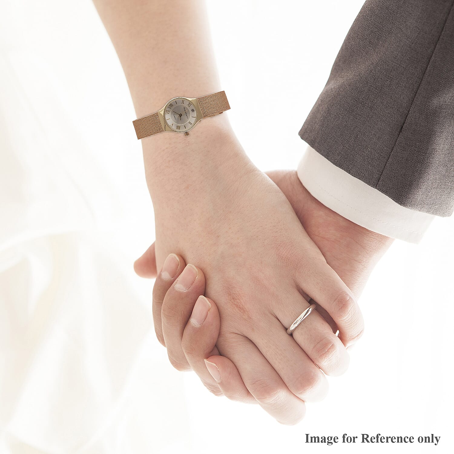 DIAMOND and CO LONDON Diamond Studded Bracelet Watch with a Stainless Steel Mesh Style Strap in Gold Tone