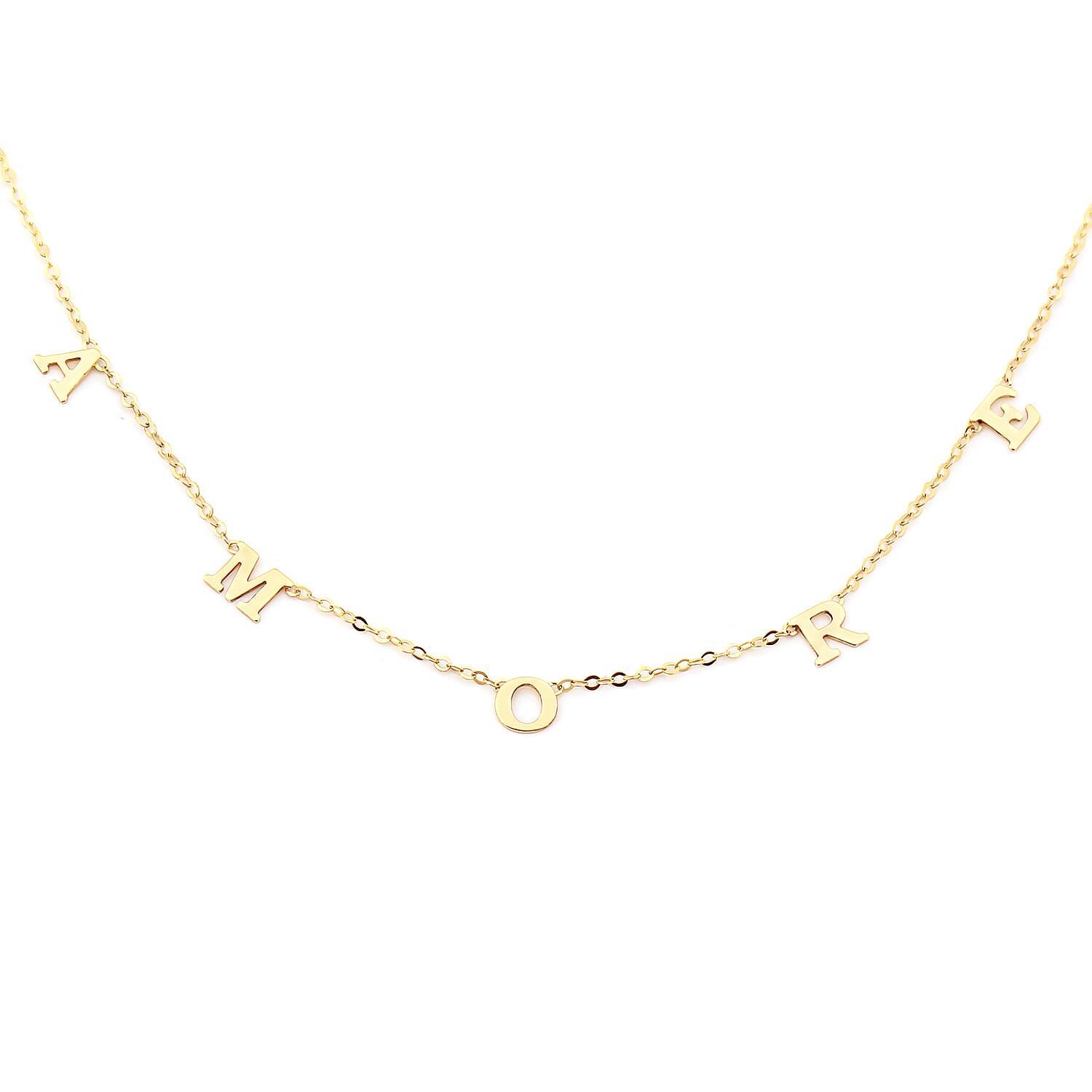 Italian Made - Tuscany Collection- 9K Yellow Gold Amore Station Necklace (Size 18)