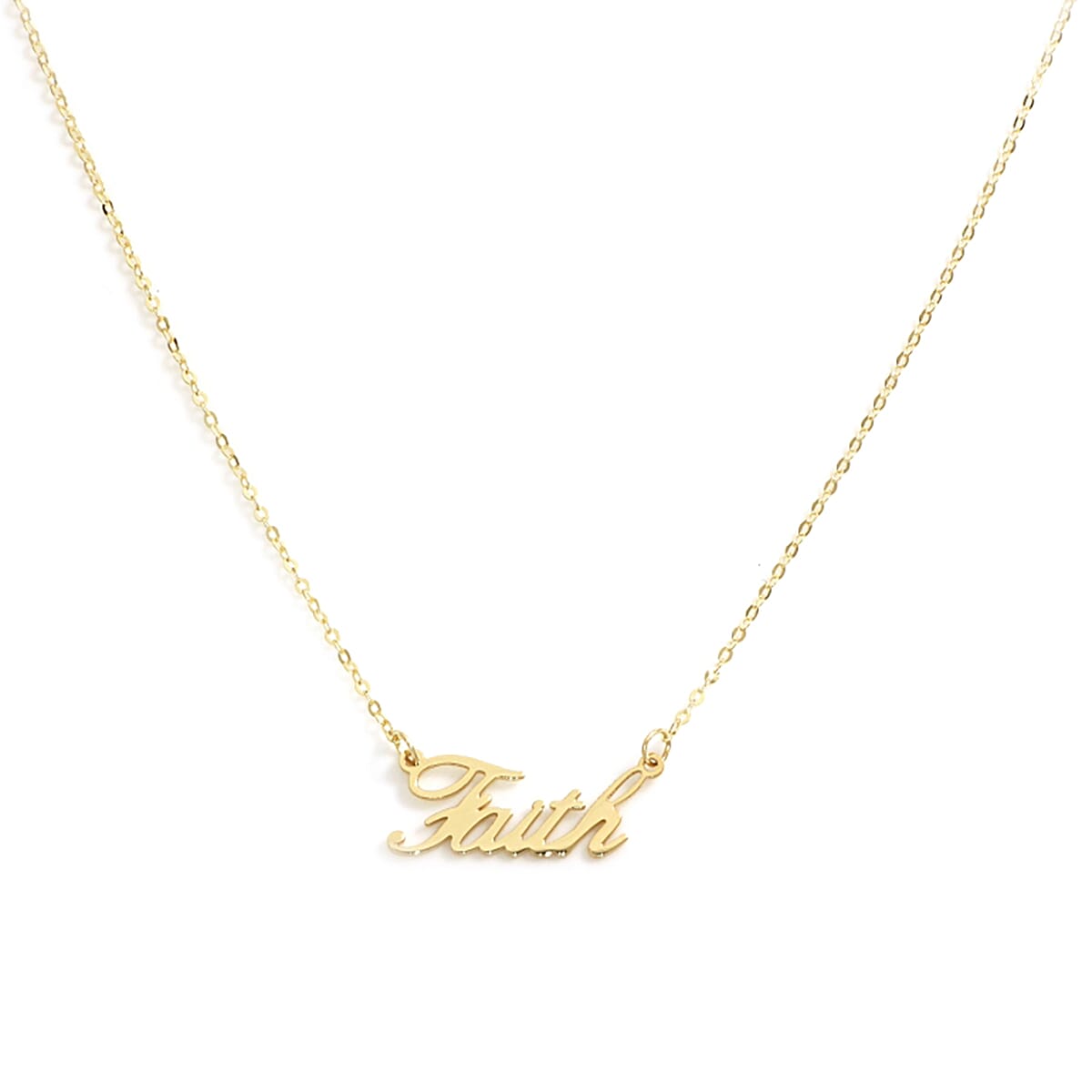 Italian Made 9K Yellow Gold Faith Necklace (Size 18)