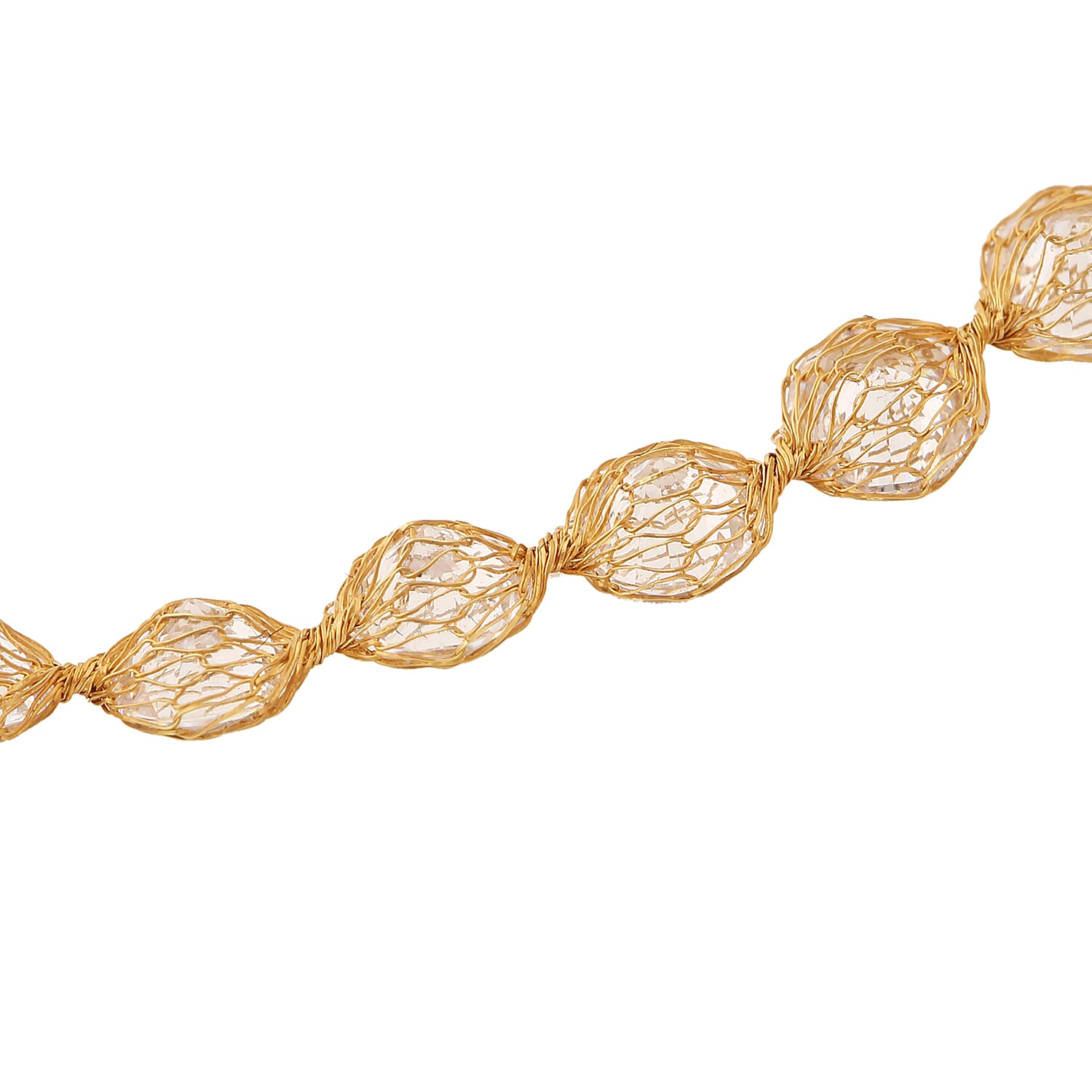 Italian Made - 9K Yellow Gold Tuscan Crochet Cubic Zirconia Bracelet (Size 7.5)