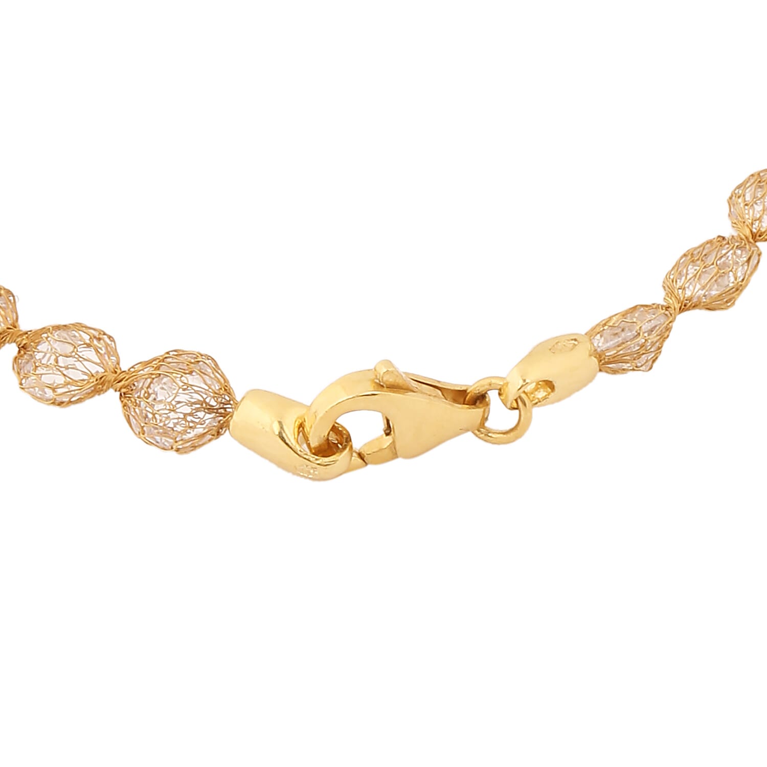 Italian Made - 9K Yellow Gold Tuscan Crochet Cubic Zirconia Bracelet (Size 7.5)
