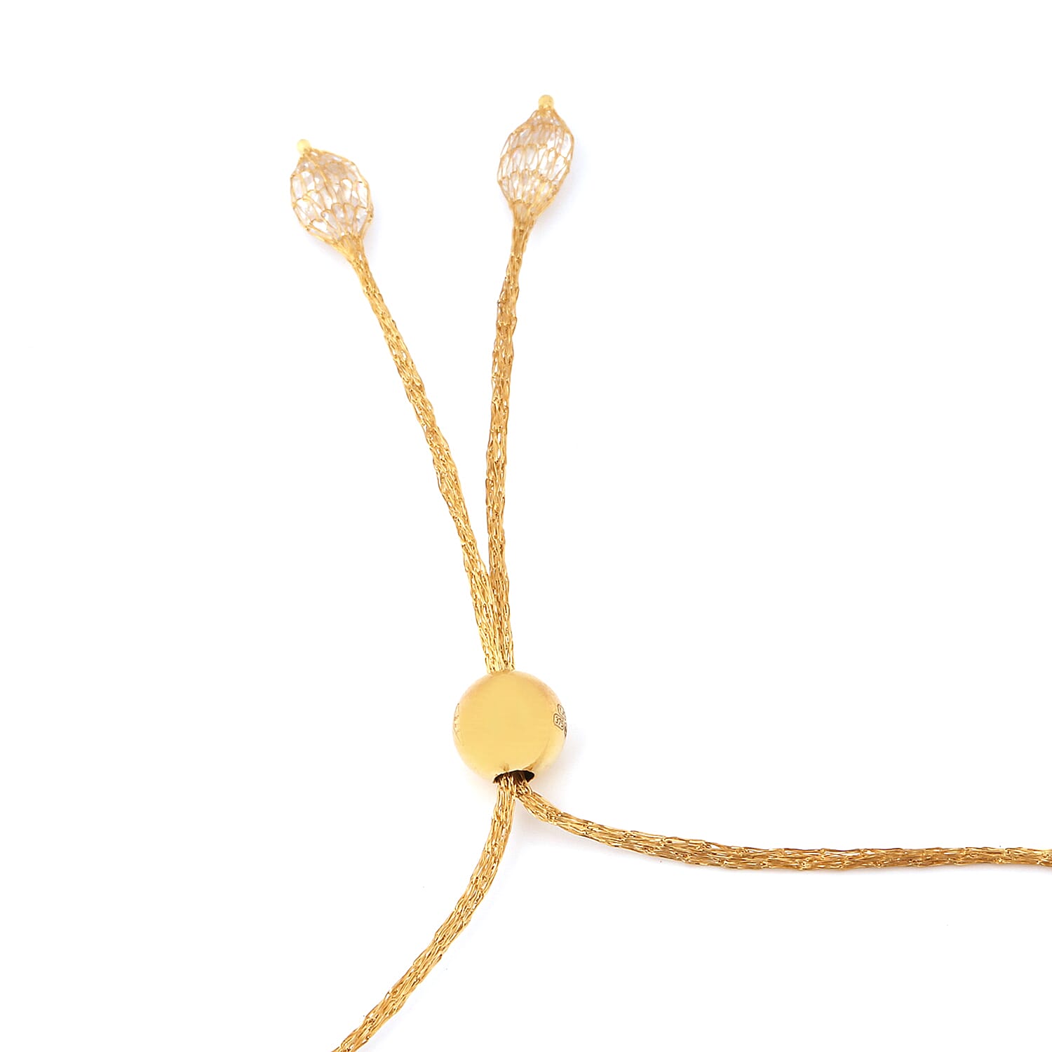 Italian Made - 9K Yellow Gold Cubic Zirconia Adjustable Bolo Bracelet (Size 6.5-9.5)