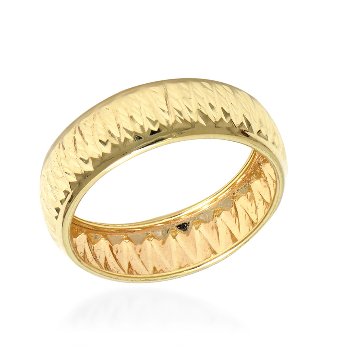 Italian Made - 9K Yellow Gold Diamond Cut Ring
