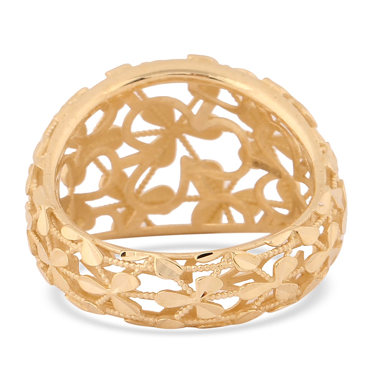 Italian Made - 9K Yellow Gold Designer Filigree Ring