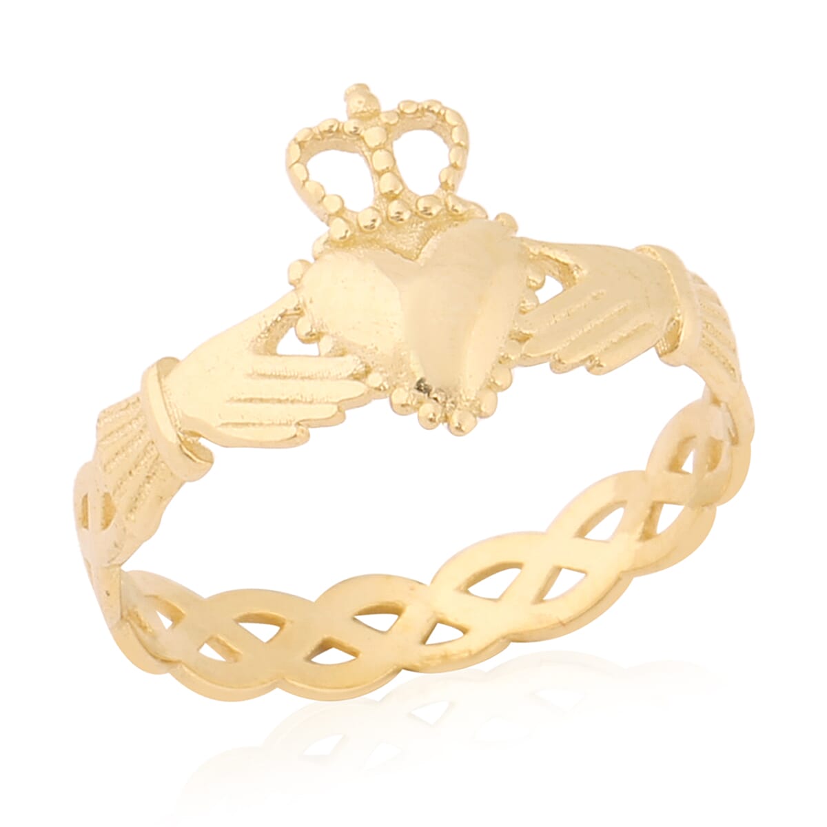 Italian Made - 9K Yellow Gold Claddagh Ring