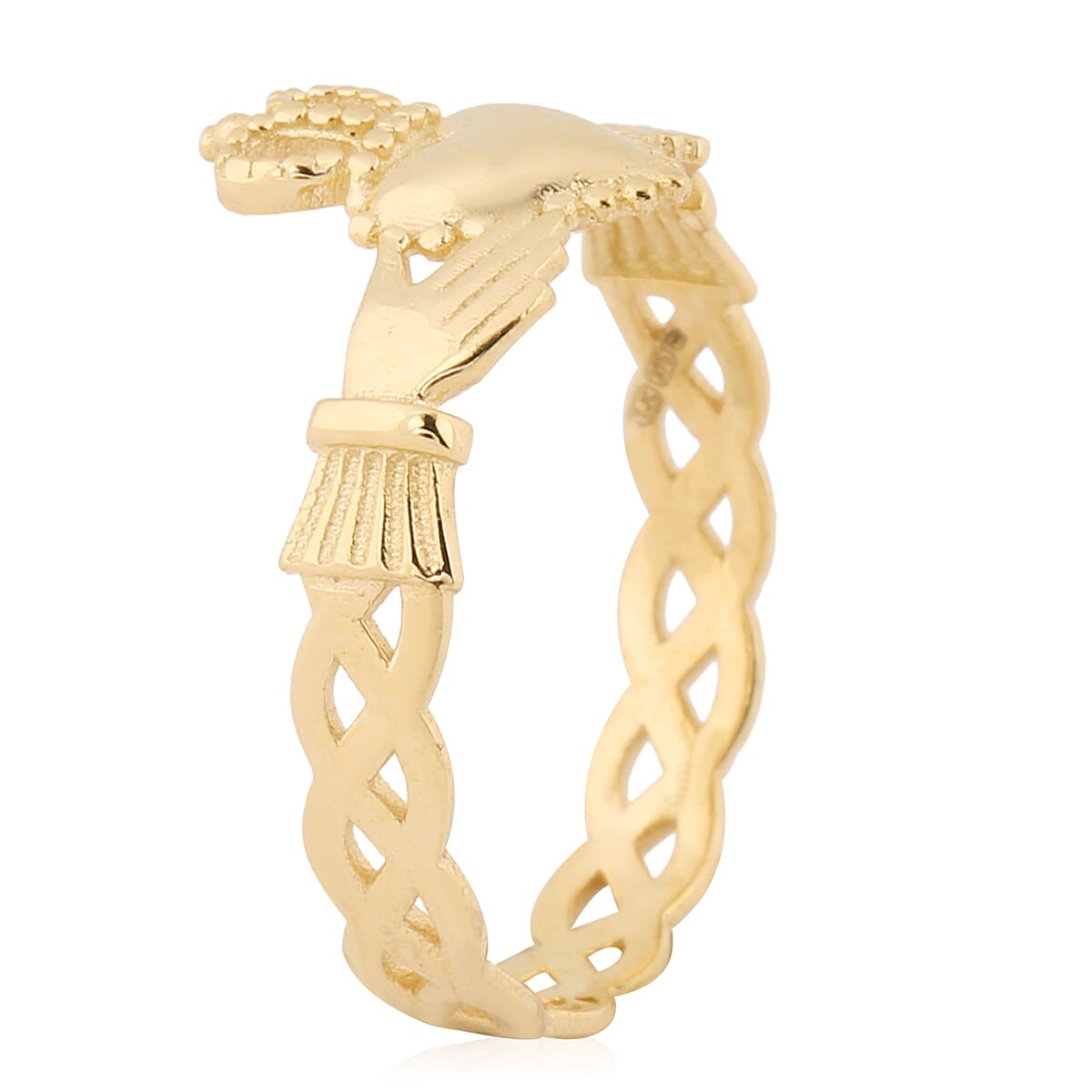 Italian Made - 9K Yellow Gold Claddagh Ring