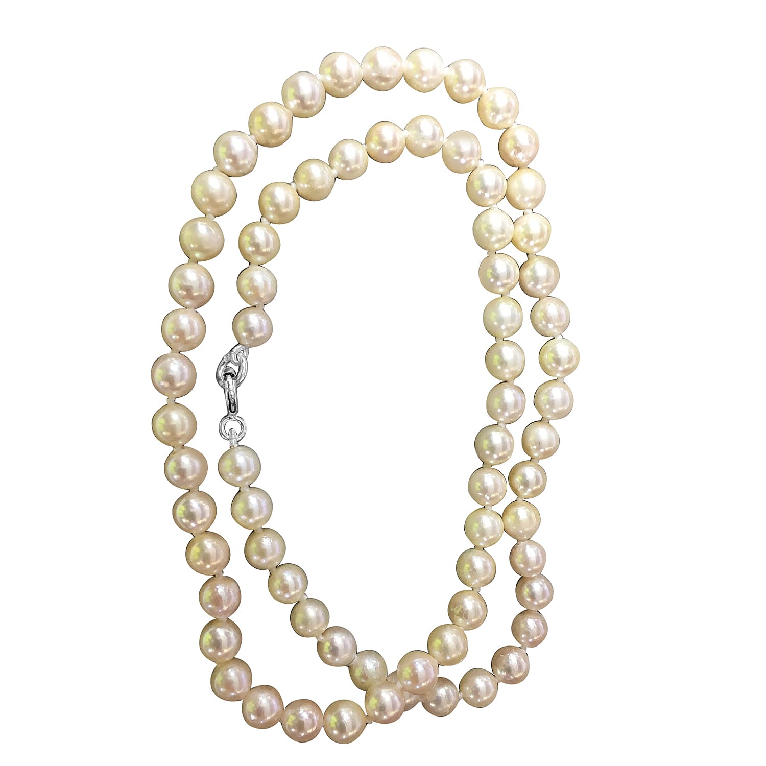 Close Out Deal-Japanese Akoya Pearl Necklace (Size 16) in Sterling Silver