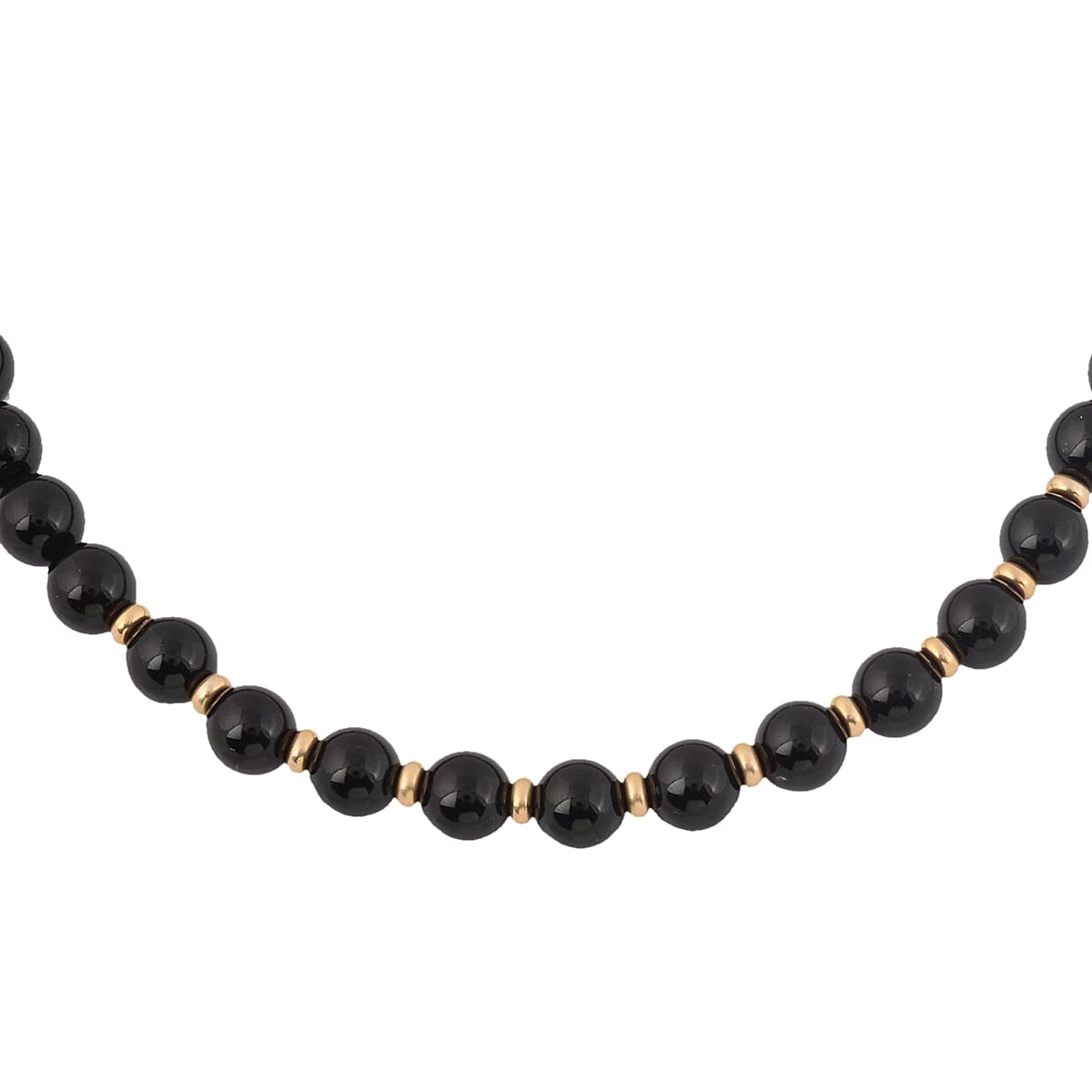 9K Yellow Gold Black Onyx Necklace (Size 16) 90.00 Ct.