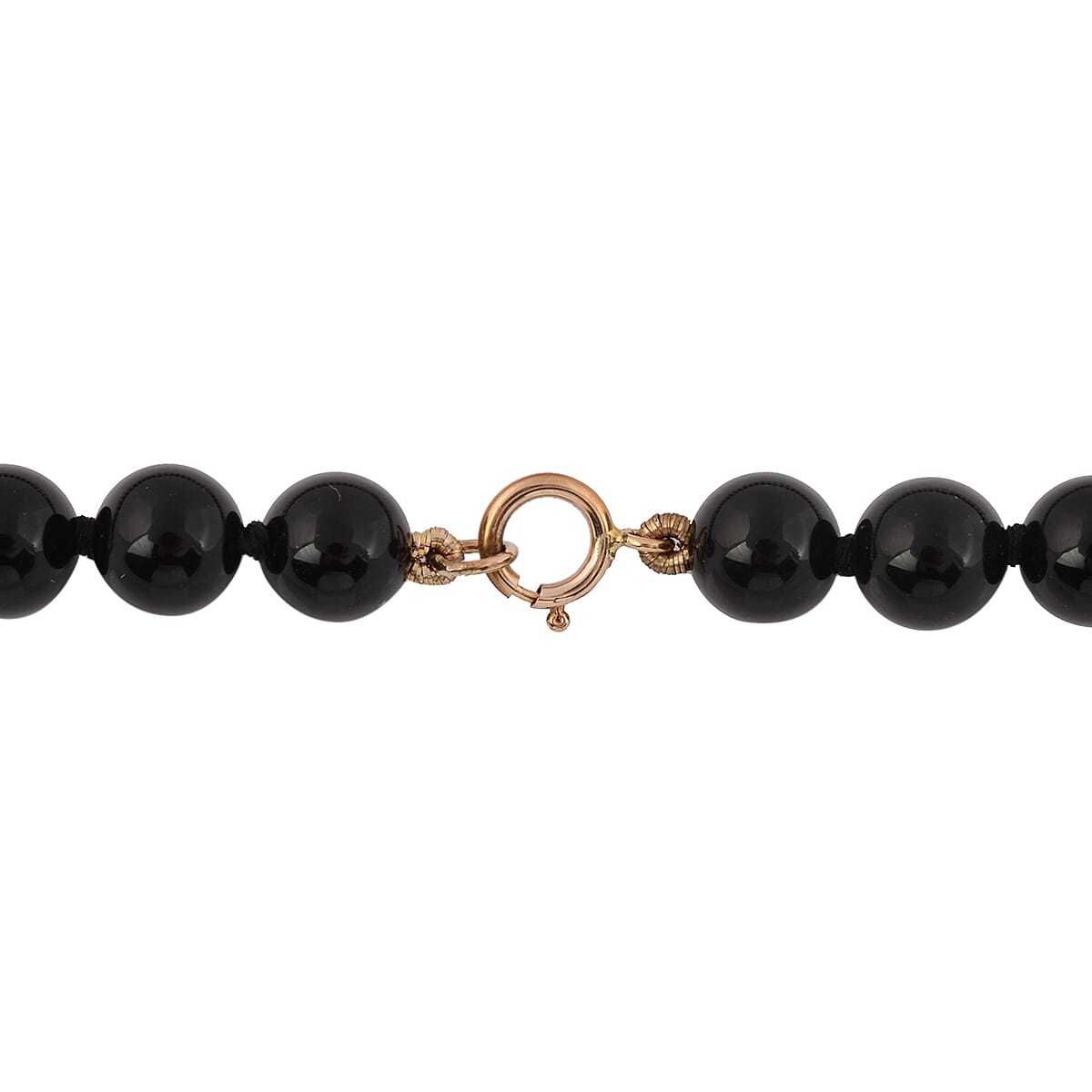 9K Yellow Gold Black Onyx Necklace (Size 16) 90.00 Ct.