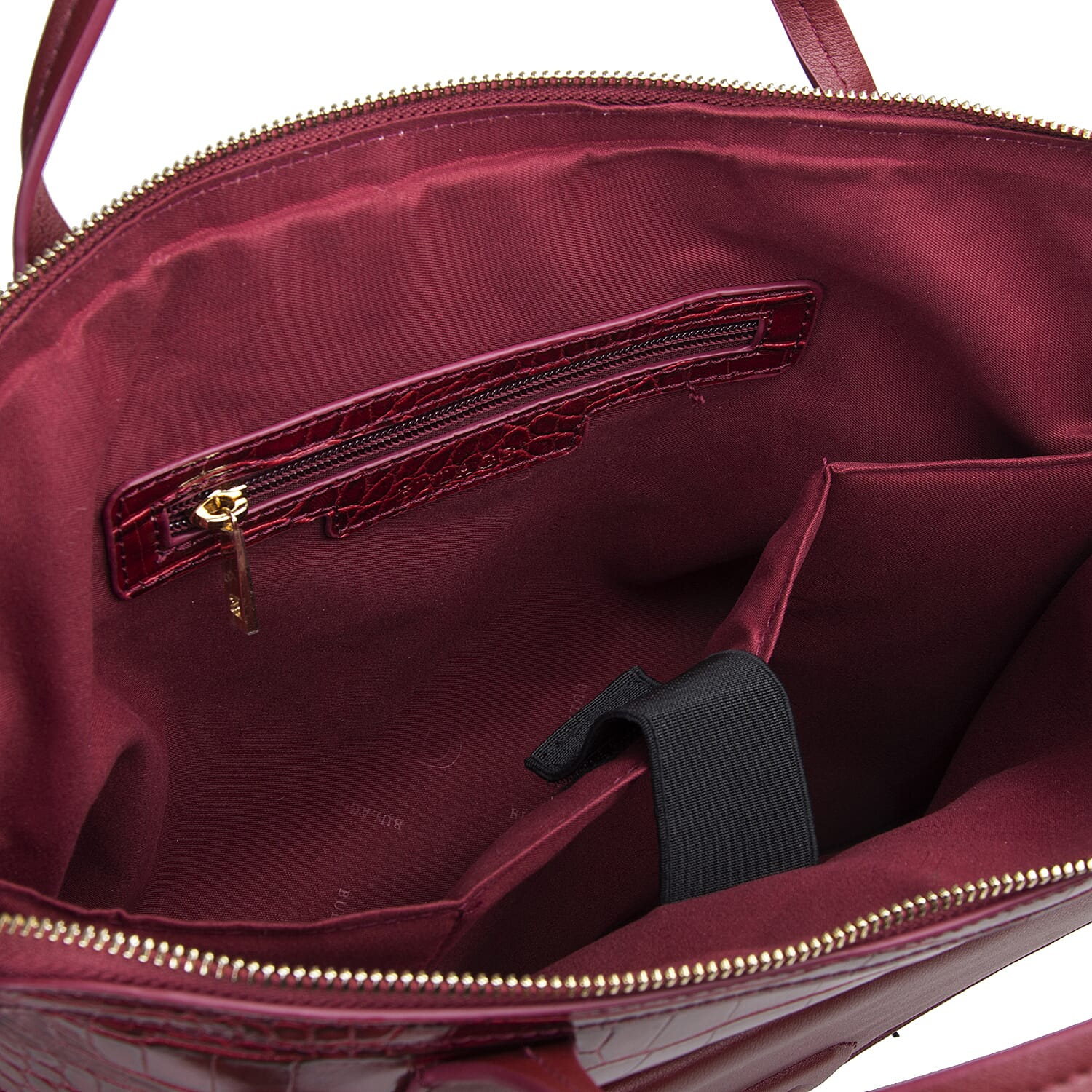 Bulaggi Collection - Cynthia Croco Print Laptop Bag with Slip Pocket at Front (40x31x06cm) - Burgundy