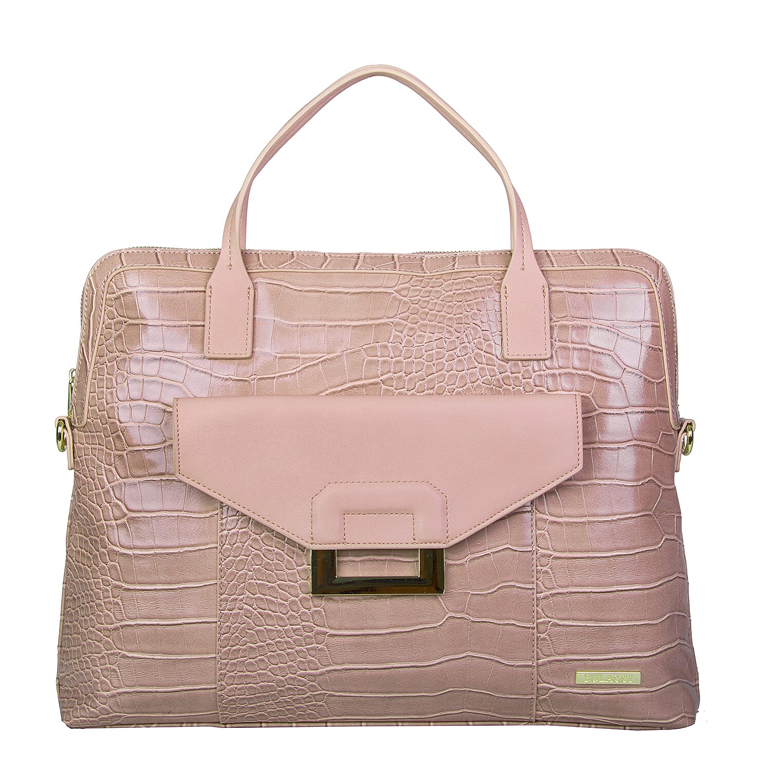 Bulaggi Collection - Cynthia Croco Print Laptop Bag with Slip Pocket at Front (40x31x06cm) - Dusty Pink
