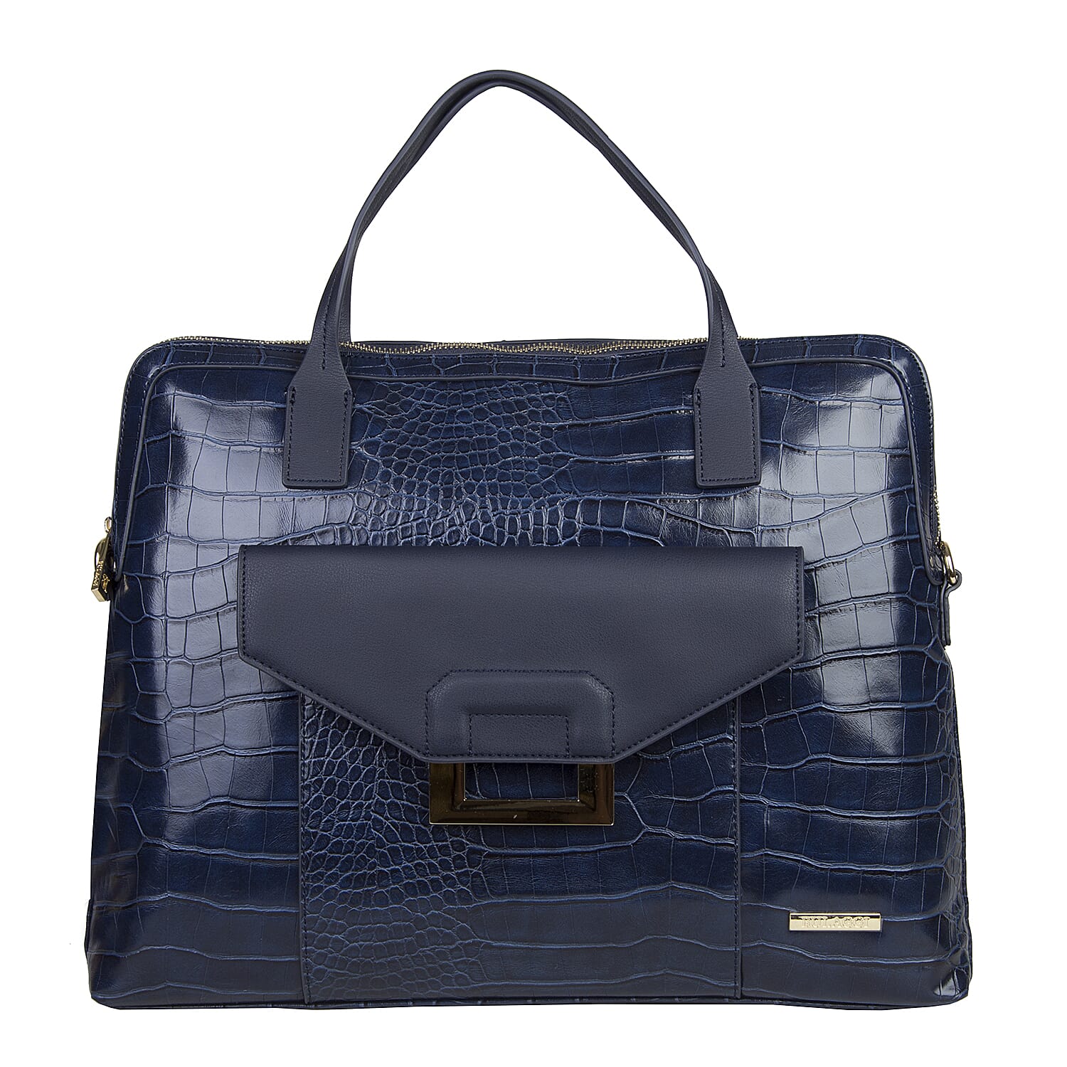 Bulaggi Collection - Cynthia Croco Print Laptop Bag with Slip Pocket at Front (40x31x06cm) - Dark Blue