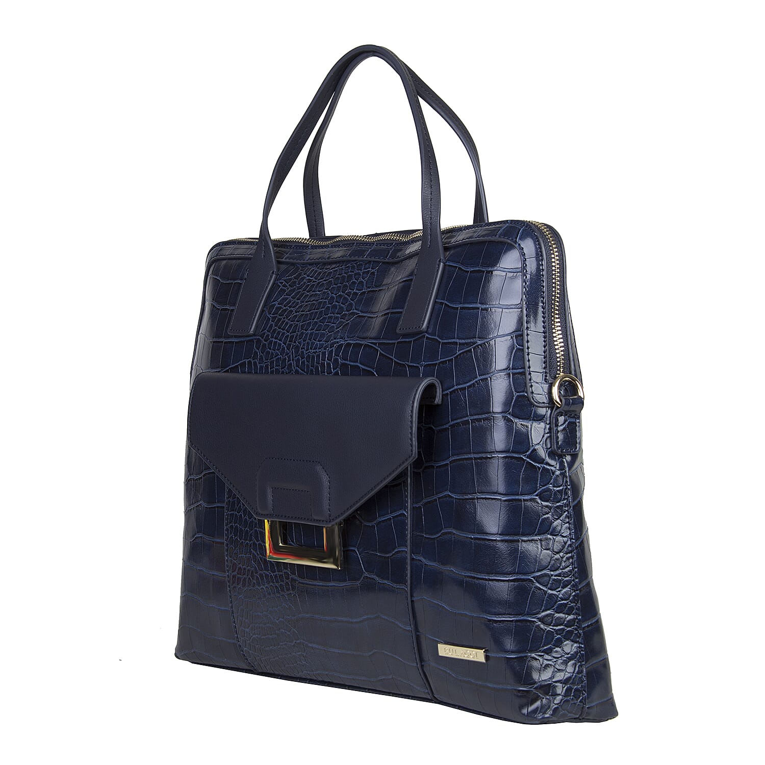 Bulaggi Collection - Cynthia Croco Print Laptop Bag with Slip Pocket at Front (40x31x06cm) - Dark Blue