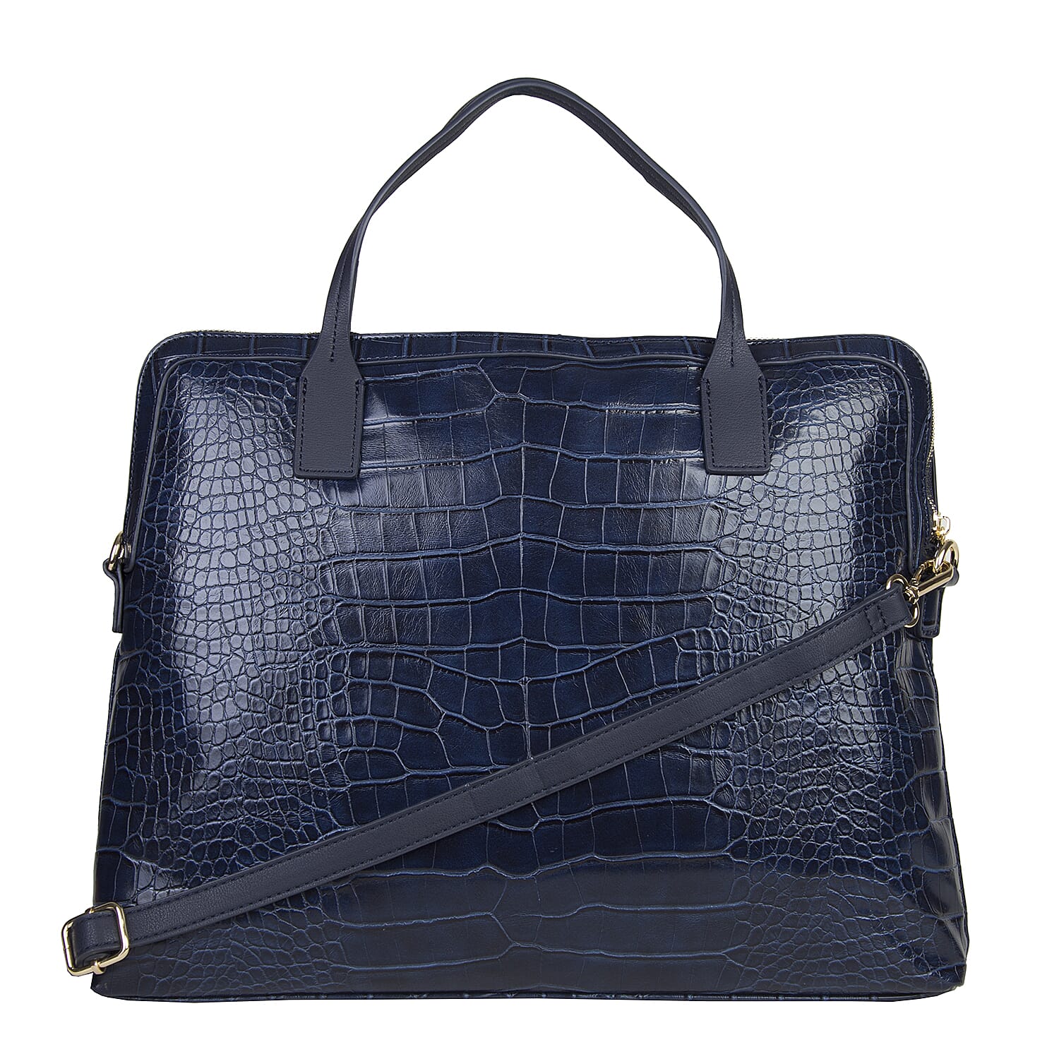 Bulaggi Collection - Cynthia Croco Print Laptop Bag with Slip Pocket at Front (40x31x06cm) - Dark Blue