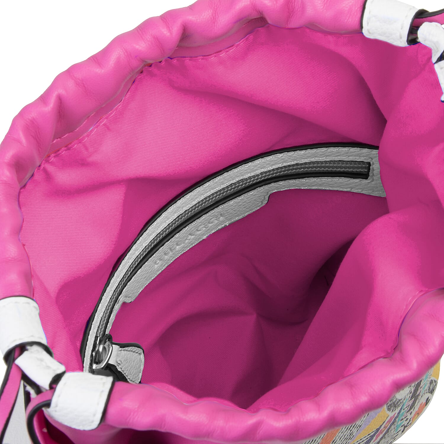 Bulaggi Collection - Annemarieke Bucket Bag with Drawstring Closure (15x18x10cm) - Pink, Grey and Multi Colour