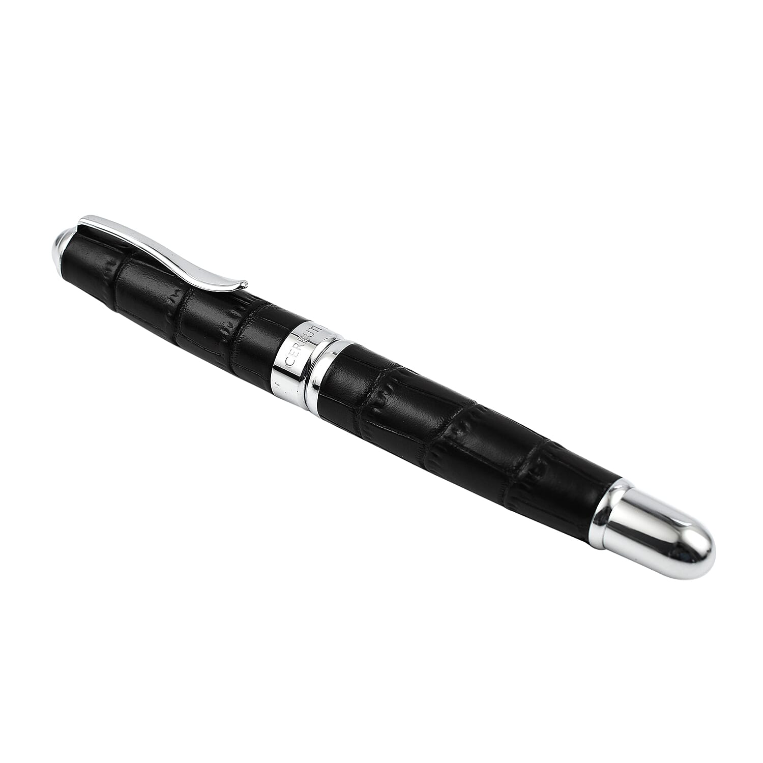 Cerruti- Ecaille Roller Pen in Leather - Brown