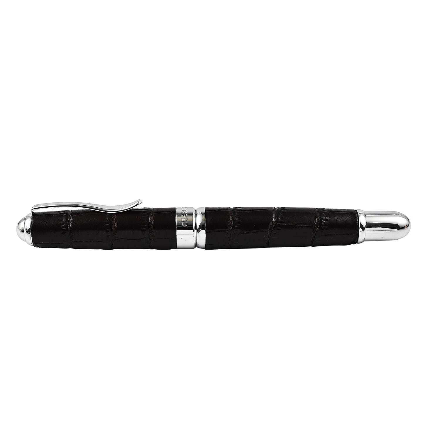 Cerruti- Ecaille Roller Pen in Leather - Brown