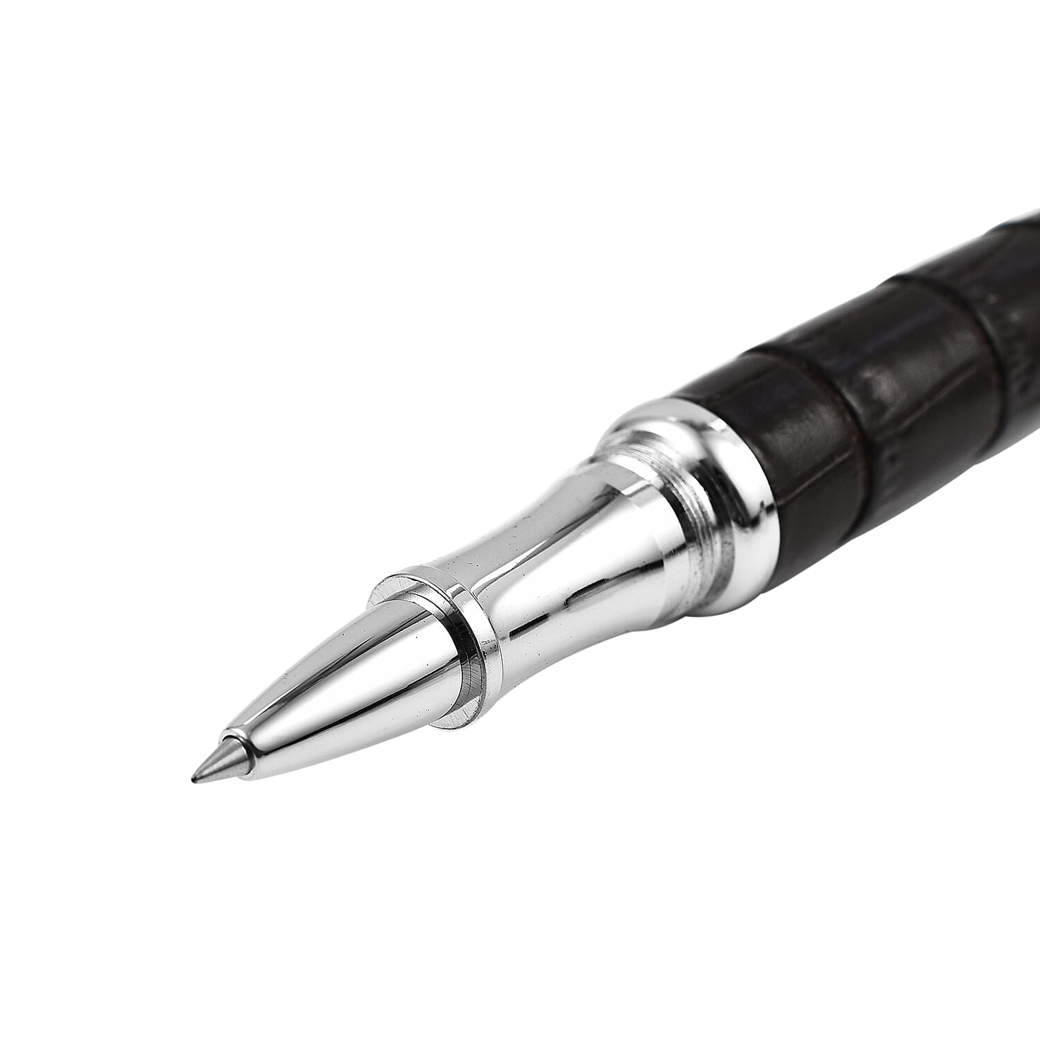 Cerruti- Ecaille Roller Pen in Leather - Brown