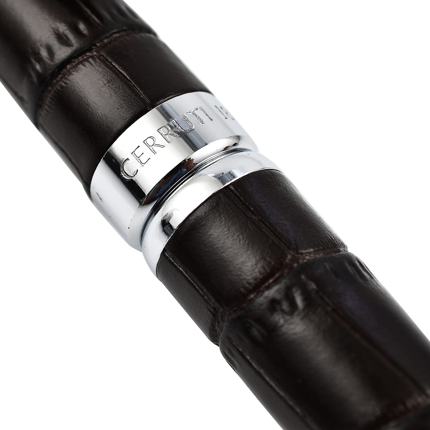 Cerruti- Ecaille Roller Pen in Leather - Brown