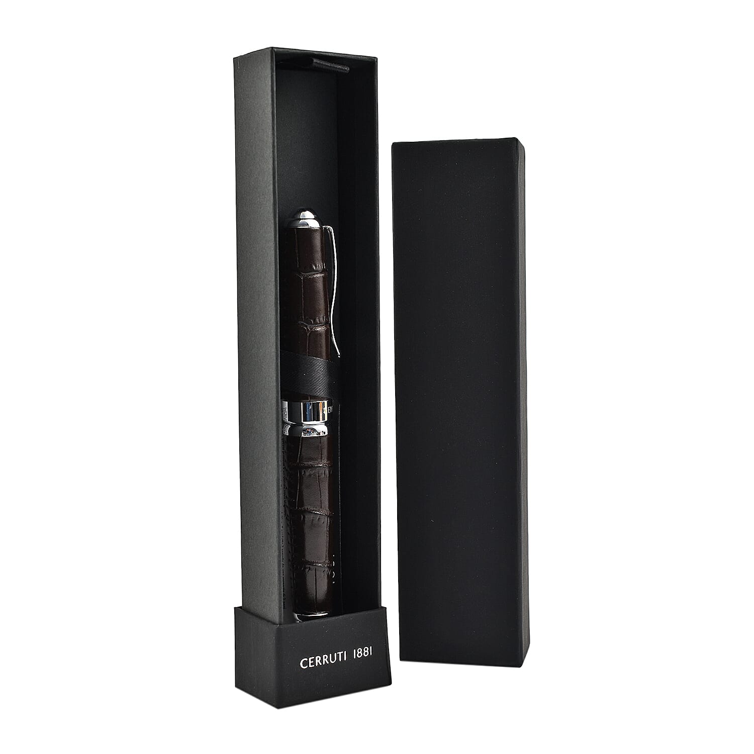 Cerruti- Ecaille Roller Pen in Leather - Brown
