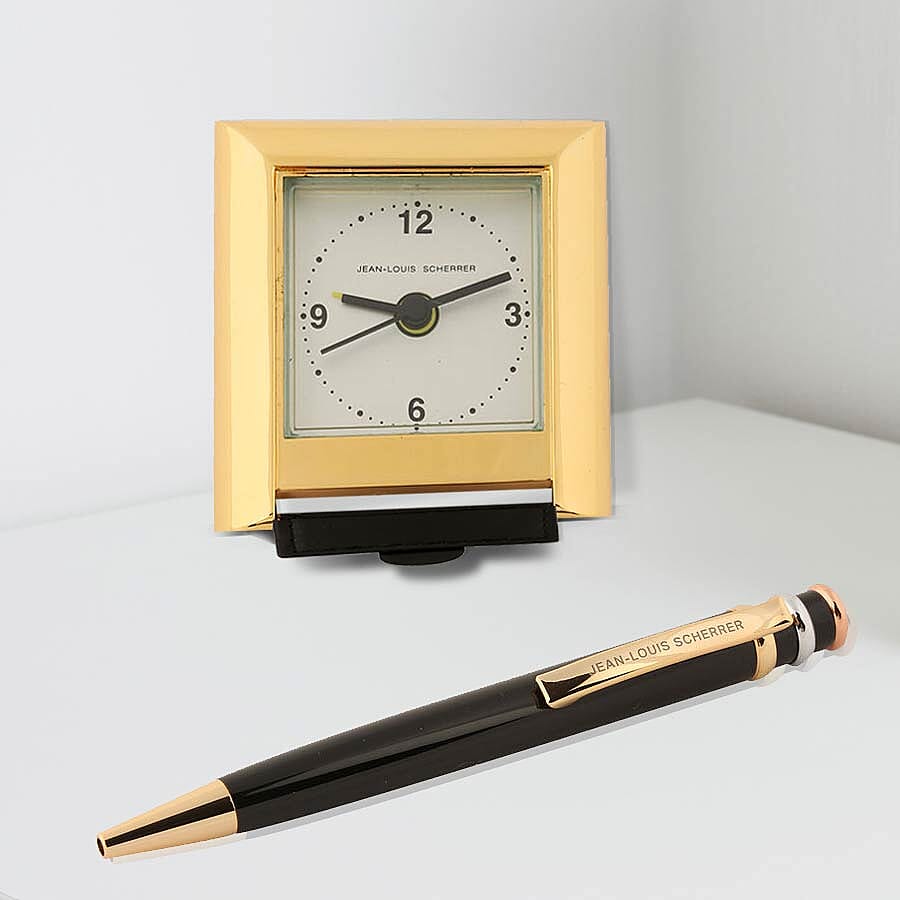 Jean-Louis Scherrer Golden Alarm Clock and Black Galaxie Ball Pen