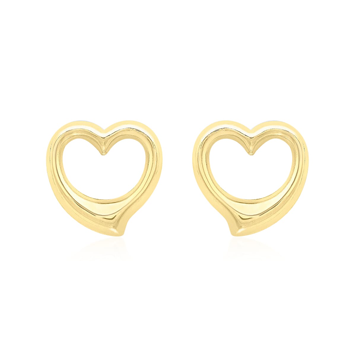9K Yellow Gold Open Heart Earrings (with Push Back)