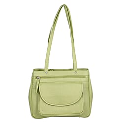 Super Soft 100% Genuine Nappa Leather Multi-Compartment Shoulder Bag in Green (29x7.5x23cm)