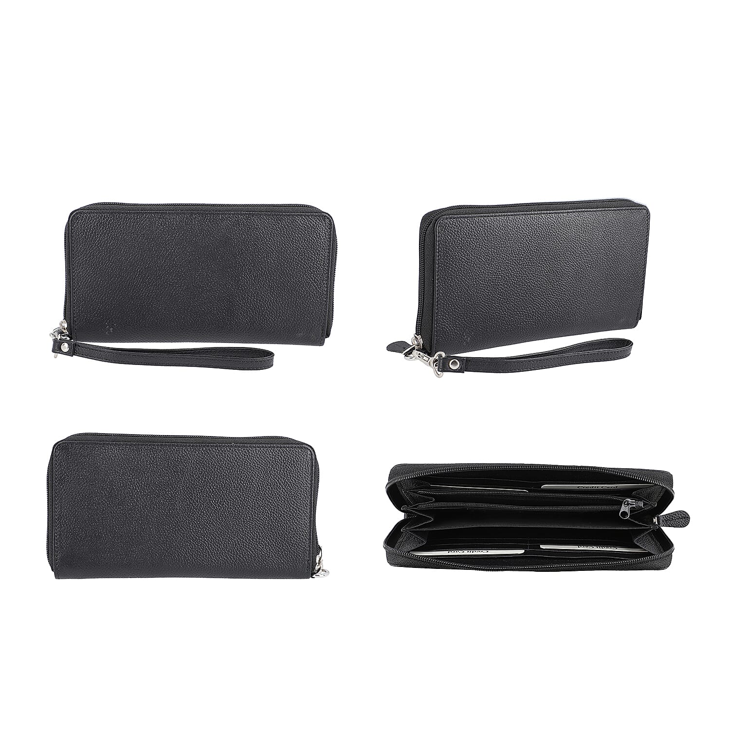 Super Soft 100% Genuine Nappa Leather RFID Clutch Wallet in Black (19.8x10.9cm)