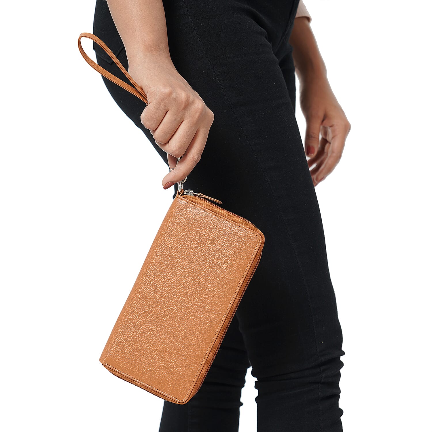 Super Soft 100% Genuine Nappa Leather RFID Clutch Wallet in Tan (19.8x10.9cm)