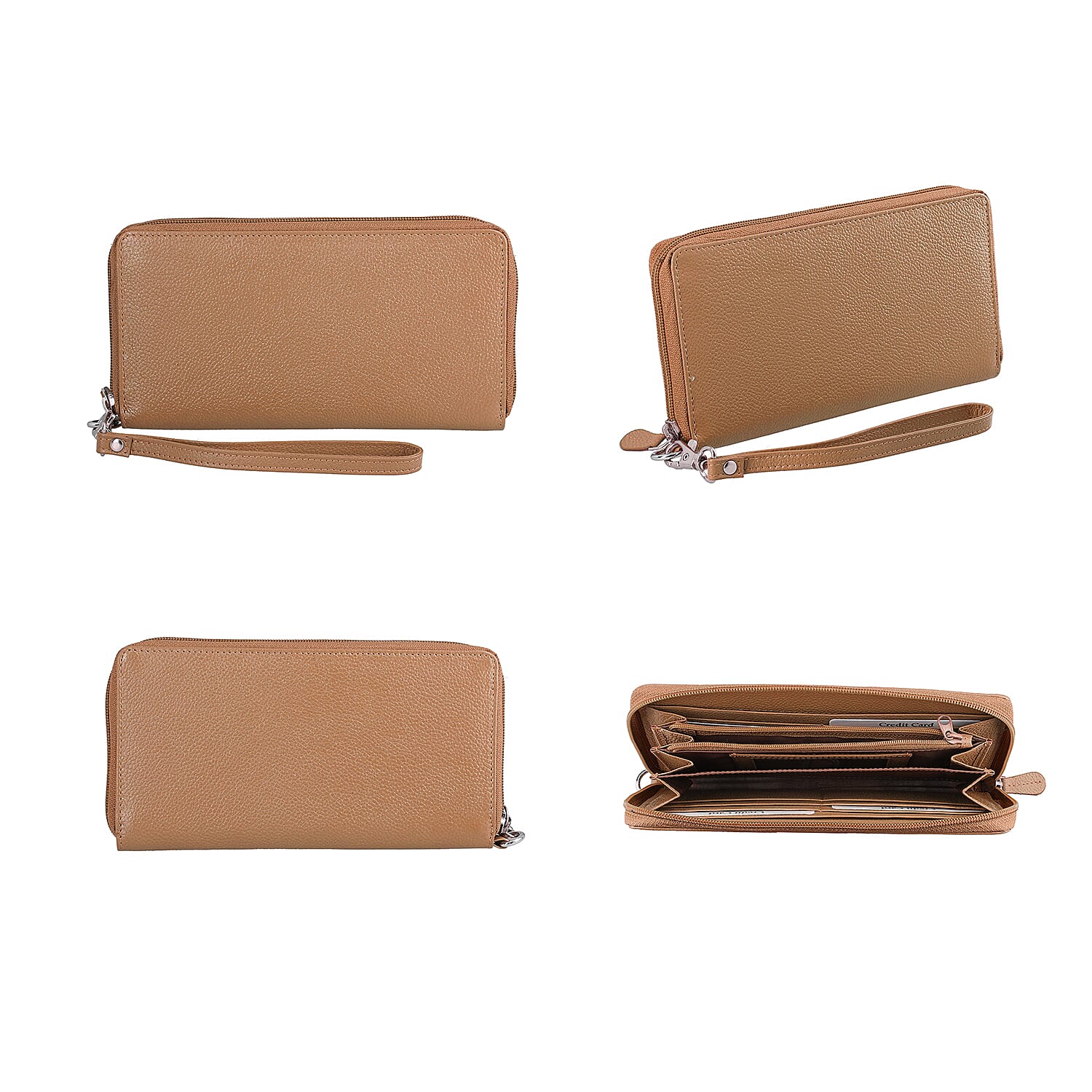 Super Soft 100% Genuine Nappa Leather RFID Clutch Wallet in Tan (19.8x10.9cm)