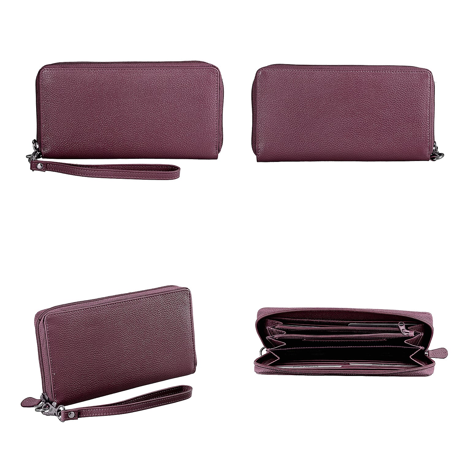 Super Soft 100% Genuine Nappa Leather RFID Clutch Wallet in Burgundy (19.8x10.9cm)