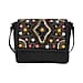 Genuine Leather Black Crossbody Bag with Multi Colour Embellishments (28x25x6cm)