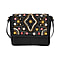 Genuine Leather Black Crossbody Bag with Multi Colour Embellishments (28x25x6cm)
