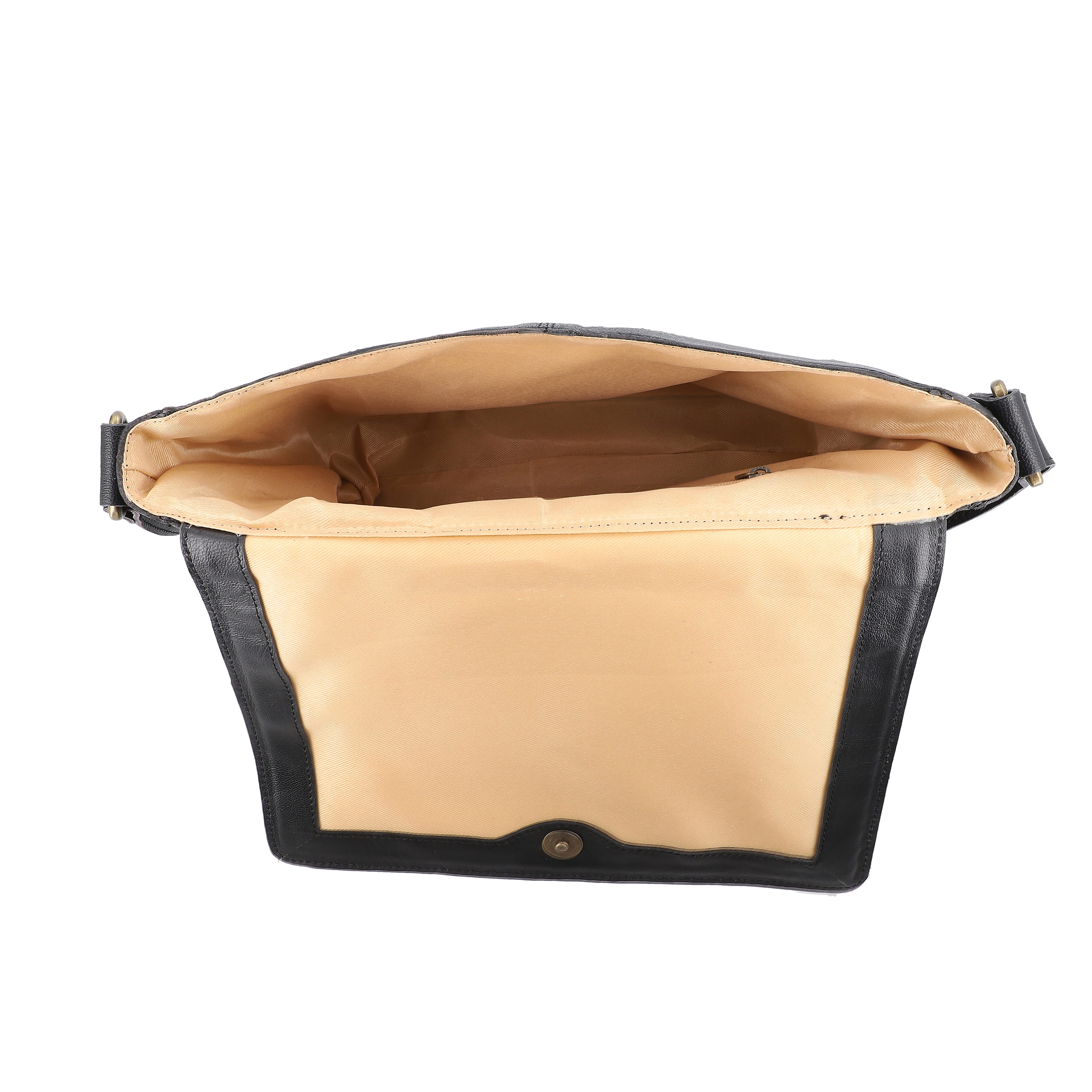 Genuine Leather Black Crossbody Bag with Multi Colour Embellishments (28x25x6cm)