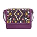 100% Genuine Leather Purple Crossbody Bag with Multi Colour Embellishments (28x25x6cm)