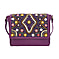 100% Genuine Leather Purple Crossbody Bag with Multi Colour Embellishments (28x25x6cm)