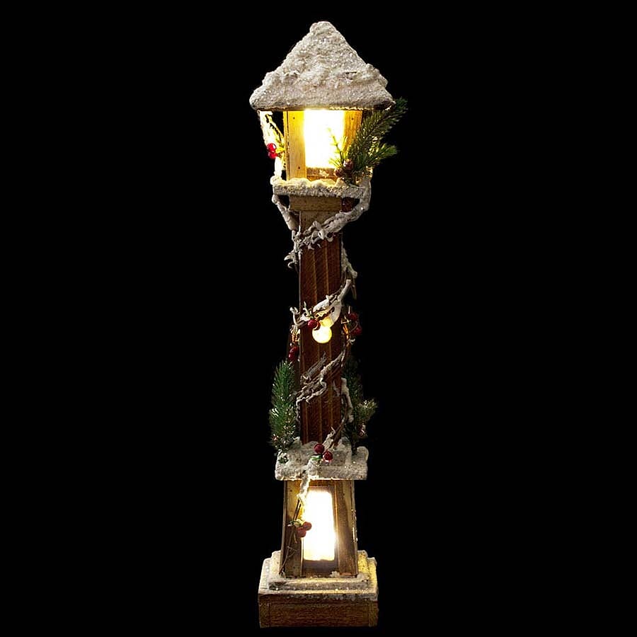 60cm LED Snow Tipped Wood Lamp Post