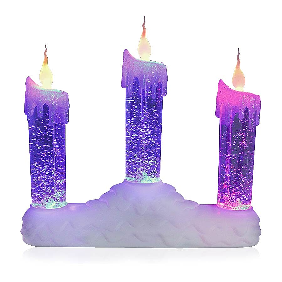 3 LED Colour Changing Water and Glitter Candle Bridge