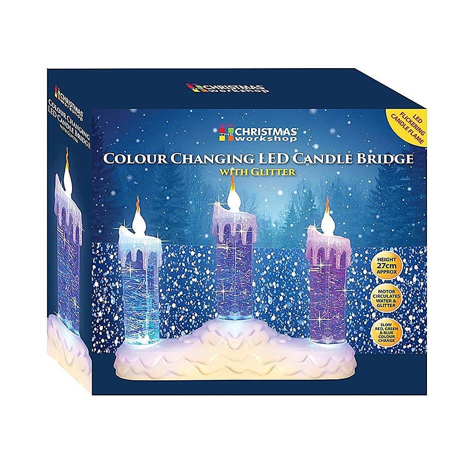 3 LED Colour Changing Water and Glitter Candle Bridge
