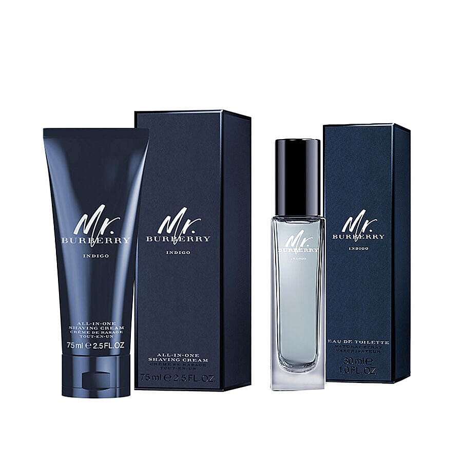 Set of 2 Mr Burberry Indigo Eau De Toilette 30ml and Mr Burberry Indigo Face Moisturiser 75ml