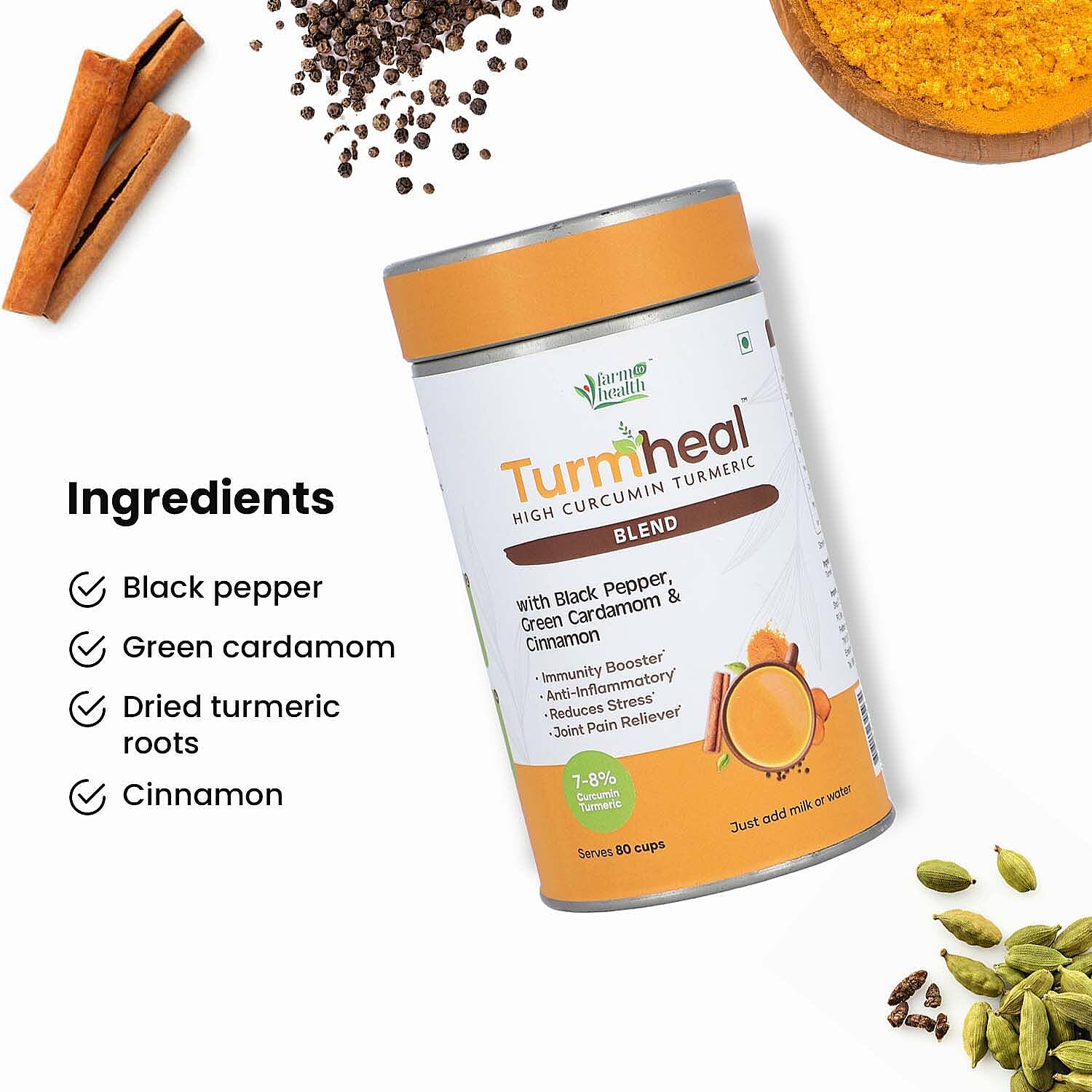 Turmheal with Black Pepper, Green Cardamom and Cinnamon - 100 Gms