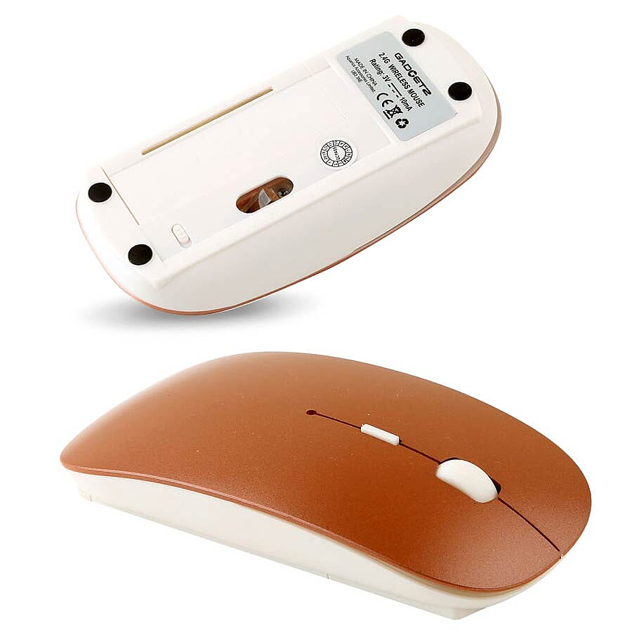 Ultra Slim and Portable 2.4G Wireless Keyboard, Optical Mouse with 2 in 1 USB Receiver Kit - Rose Gold