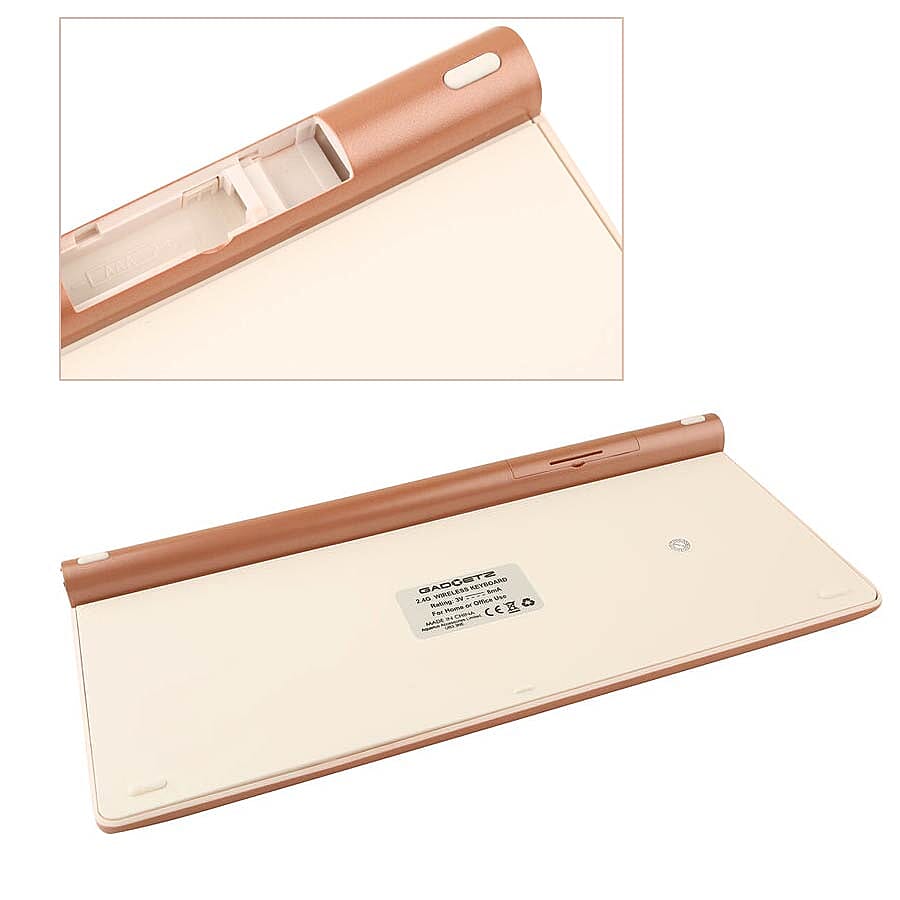 Ultra Slim and Portable 2.4G Wireless Keyboard, Optical Mouse with 2 in 1 USB Receiver Kit - Rose Gold