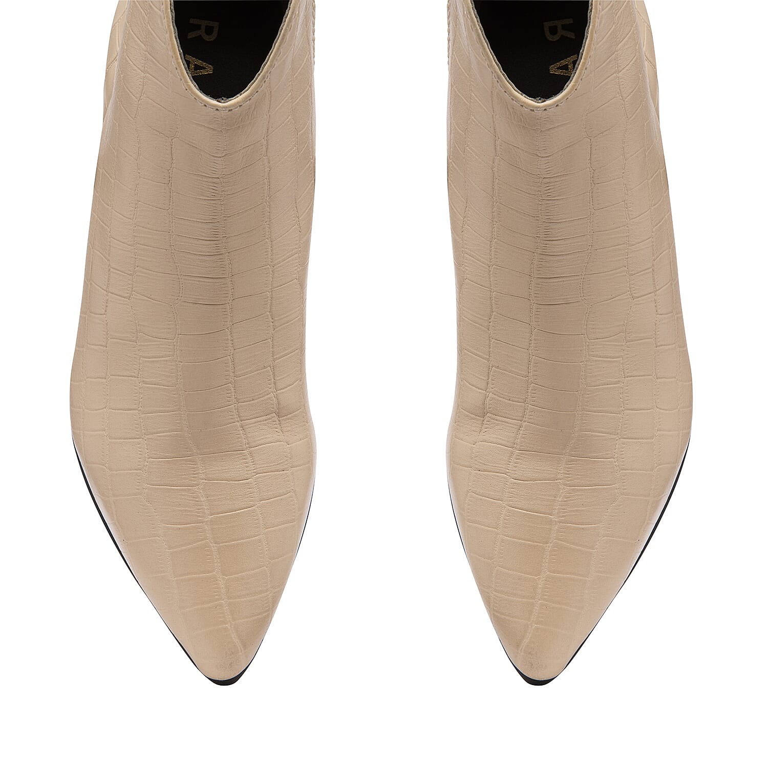 Ravel Croc-Print Levisa Leather Ankle Boots (Size 3) - Ivory