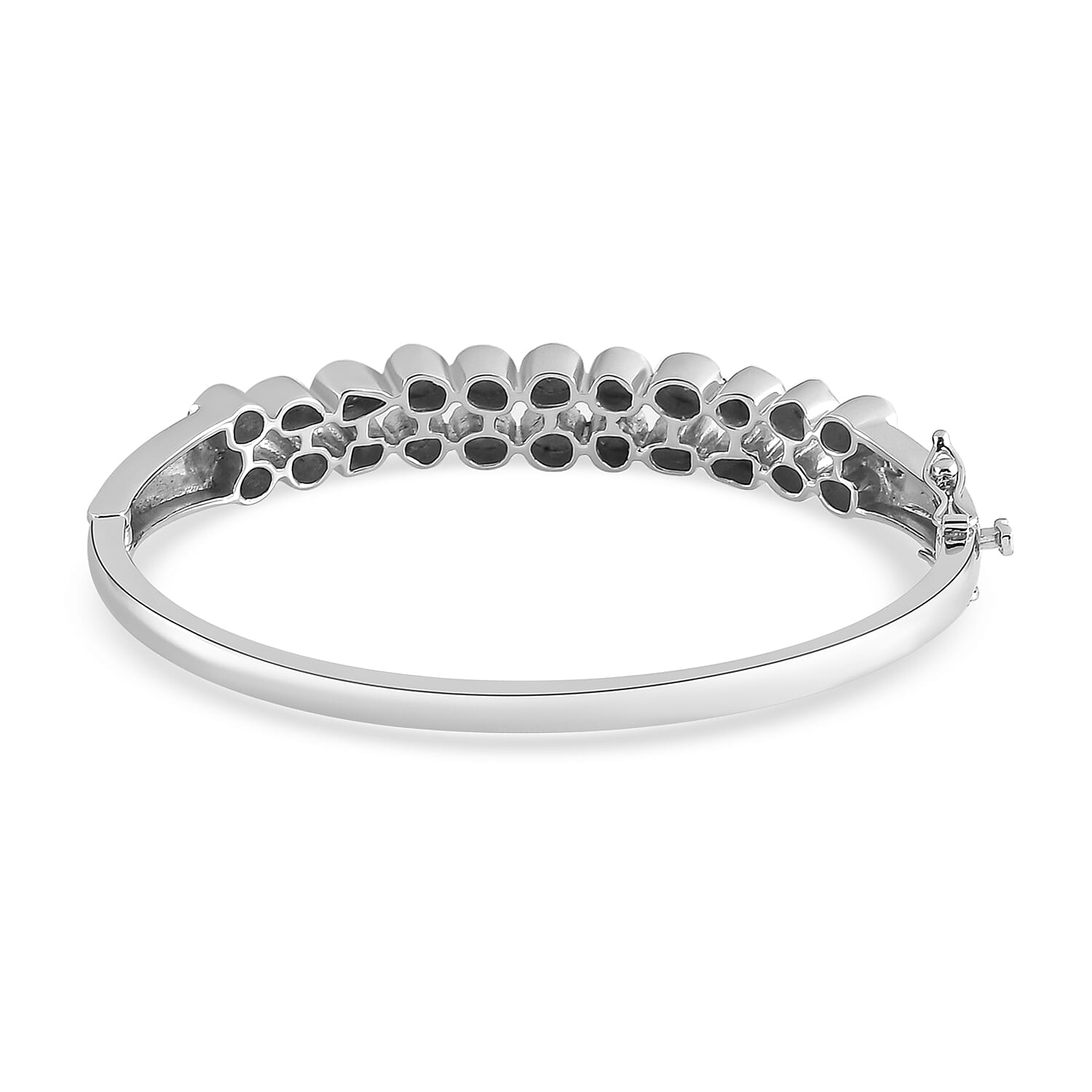 Artisan Crafted Polki Diamond Bangle (Size 7.5) in Platinum Overlay Sterling Silver 4.00 Ct, Silver wt 20.80 Gms